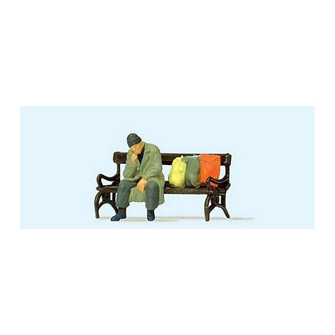 Preiser 29094 HO Scale Individual Figures Homeless Man on a Bench