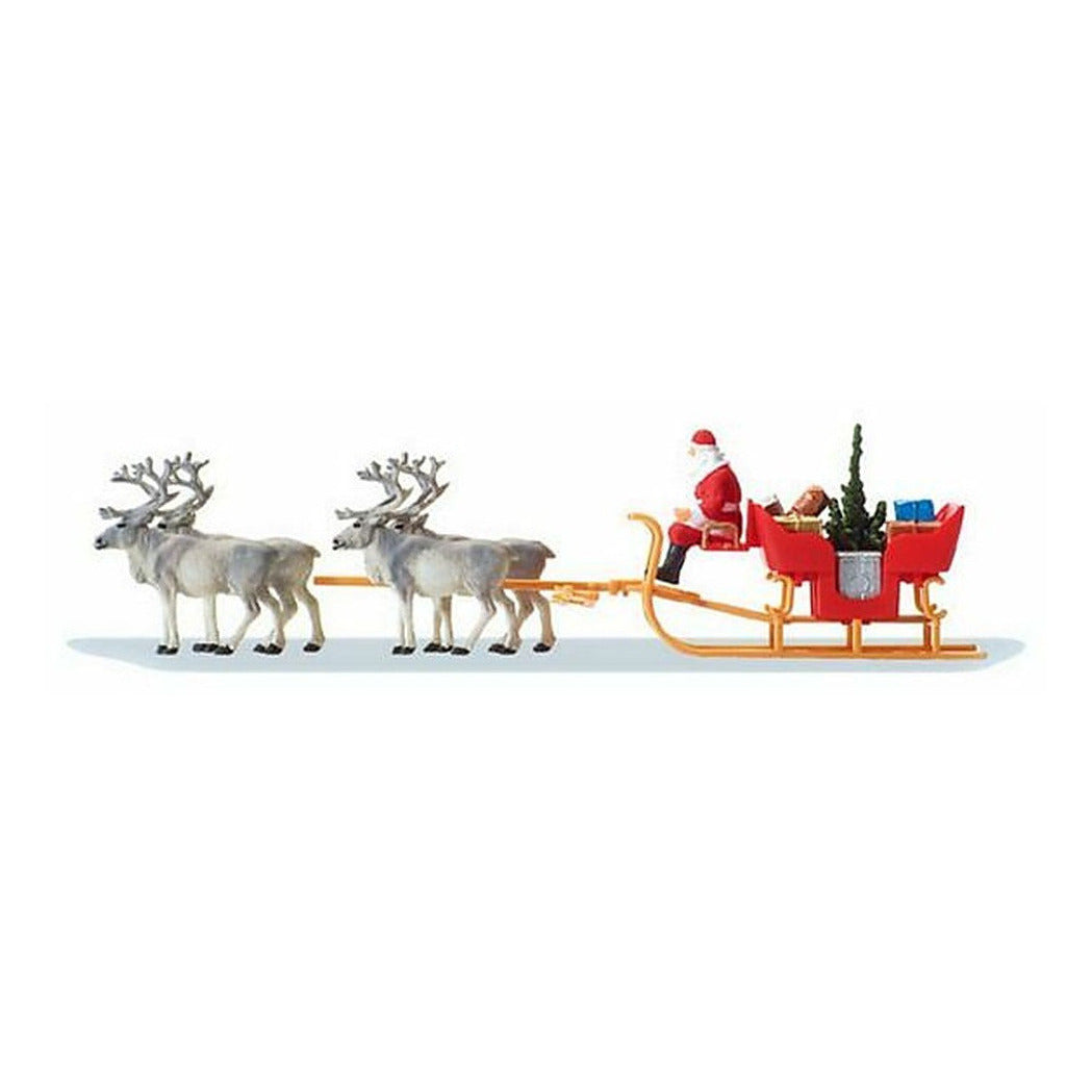 Preiser 30399 HO Scale Christmas Sleigh Includes Santa, Packages & 4