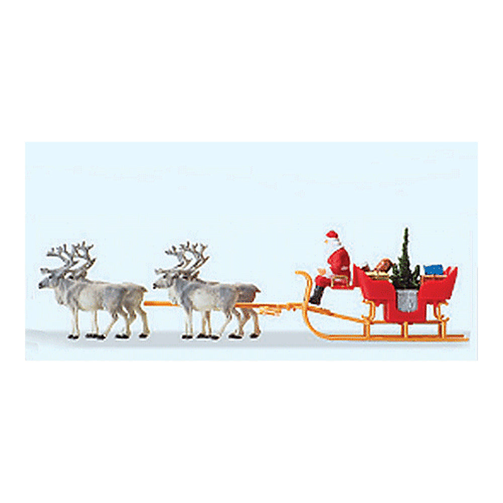 Preiser 30399 HO Scale Christmas Sleigh Includes Santa, Packages & 4