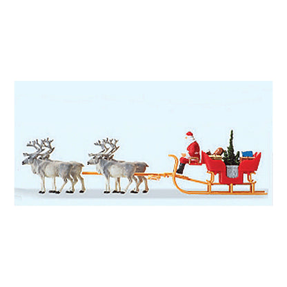 Preiser 30399 HO Scale Christmas Sleigh Includes Santa, Packages & 4