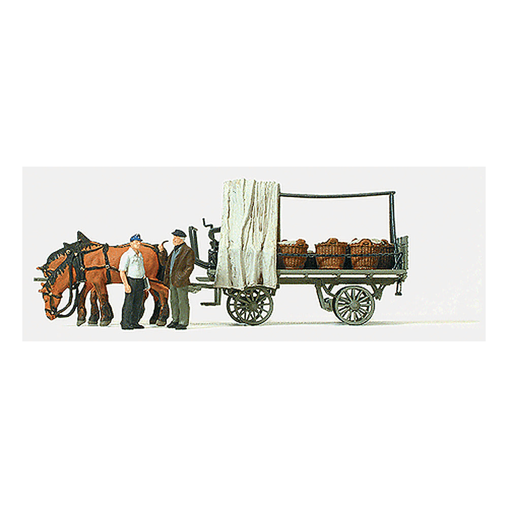 Preiser 30449 HO Scale Working People Farm Wagon w/Vegetable Baskets