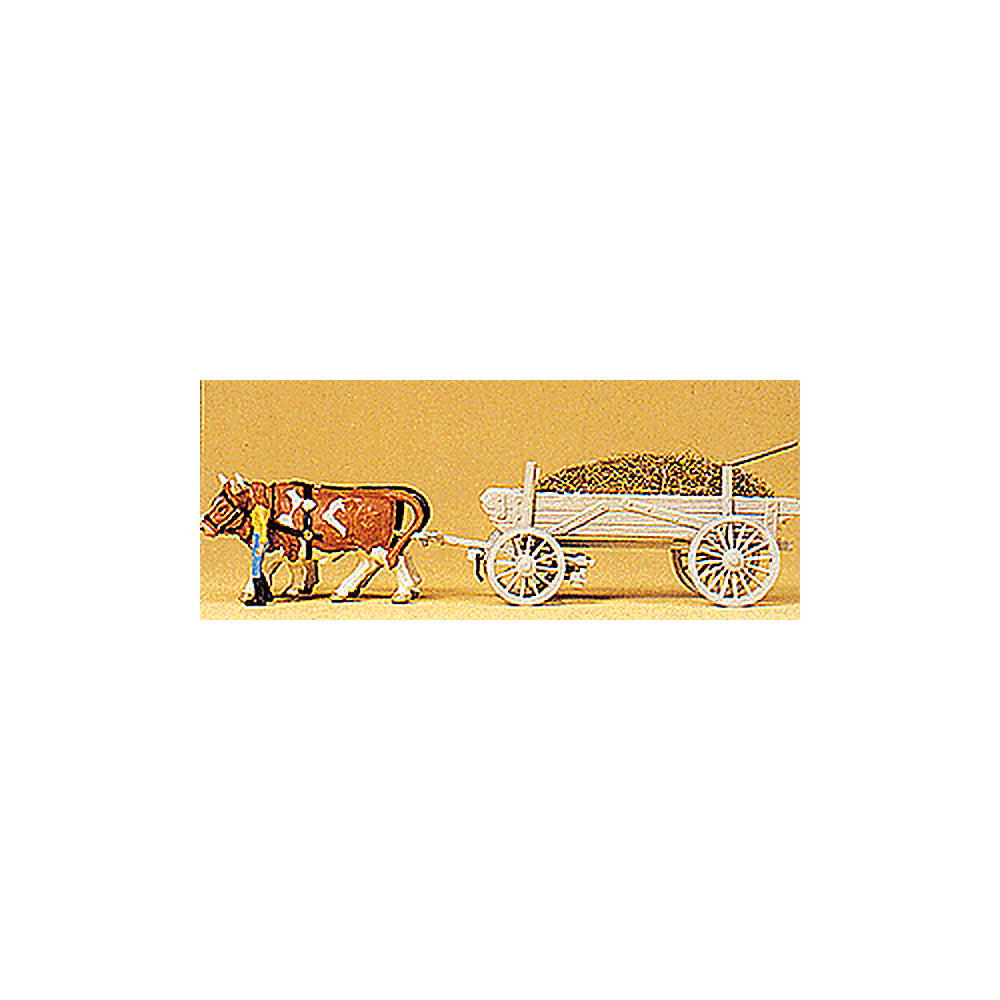 Preiser 30474 HO Scale Horse-Drawn Wagon Manure Wagon w/Driver, Load