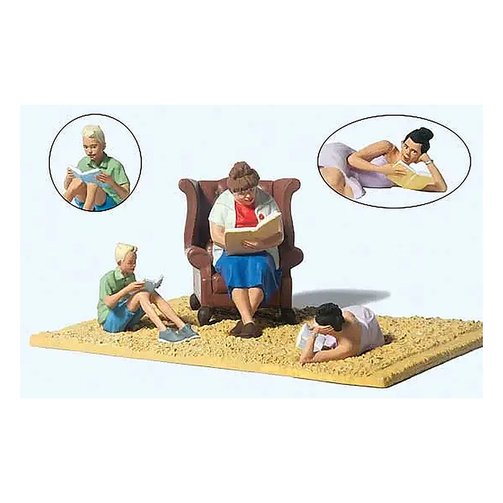Preiser 44939 G Scale Reading Fever 3 Reading Figures, Armchair