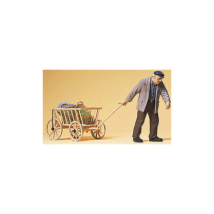 Preiser 45109 G Scale Pedestrians Man Pulling Hand Cart
