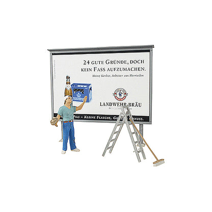 Preiser 45126 G Scale Working People Worker On Ladder, Putting