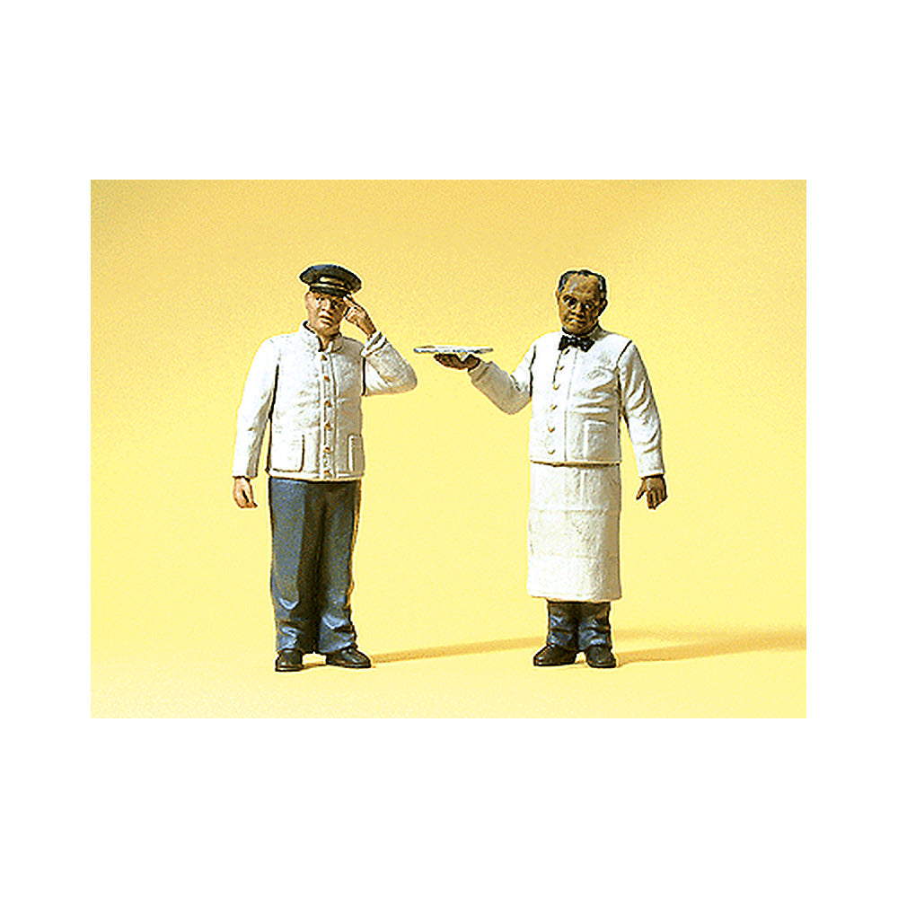 Preiser 45144 G Scale Workers US Sleeping Car Porter & Waiter pkg(2)