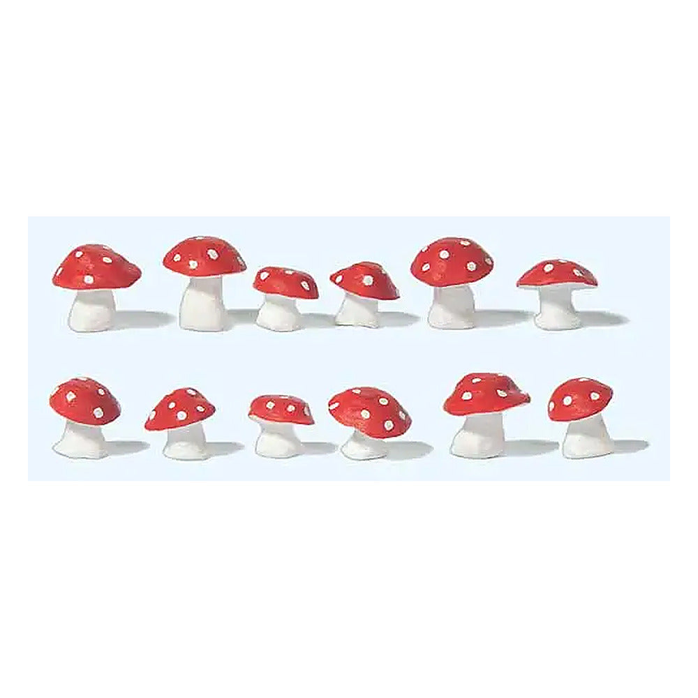 Preiser 45241 G Scale Toadstool Mushrooms Red-White Caps pkg(12)