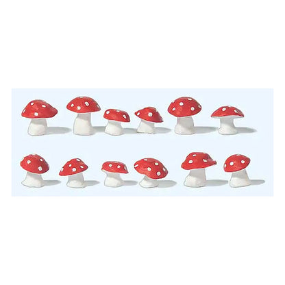 Preiser 45241 G Scale Toadstool Mushrooms Red-White Caps pkg(12)