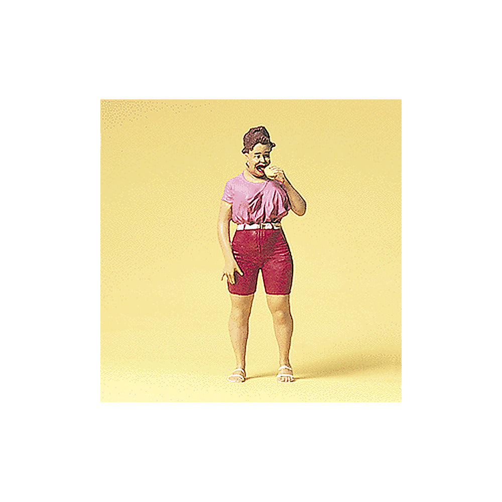 Preiser 45502 G Scale Pedestrians Woman w/Hot Dog