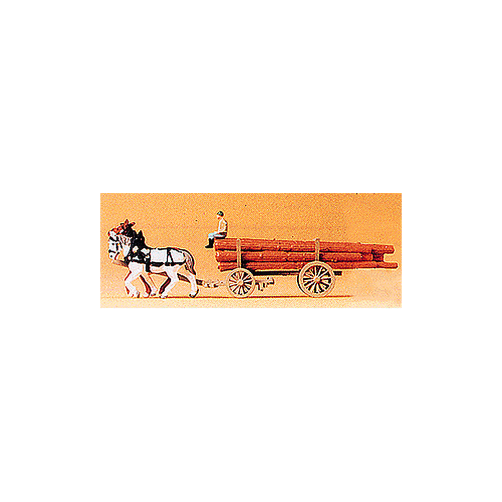 Preiser 79477 N Scale Horse-Drawn Wagon Log