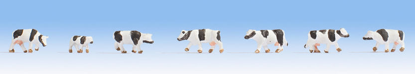 Noch 44250 Z Scale Cows Figure Set, Black & White, 7-Pack