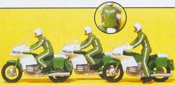 Preiser 10489 HO Scale Law Enforcement Officers Police On Motorcycles