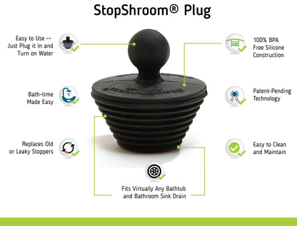 TubShroom Ultra (Stainless) Plus StopShroom® Plug Combo for Tub Drains by TubShroom.com