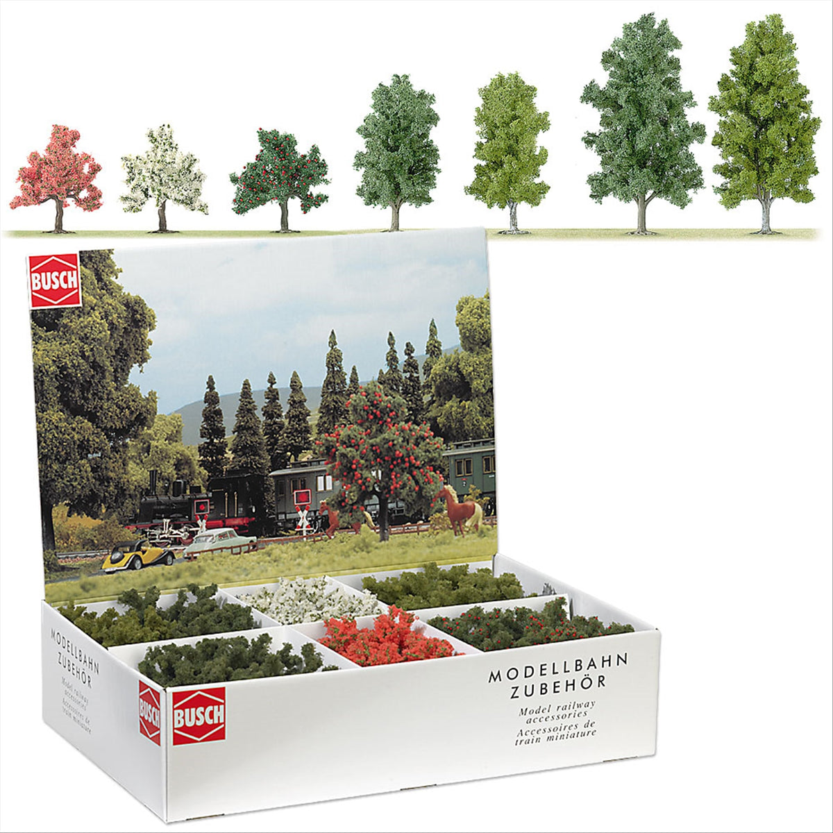 Busch 6334 HO Scale Assorted Small Trees Display, 45 Trees
