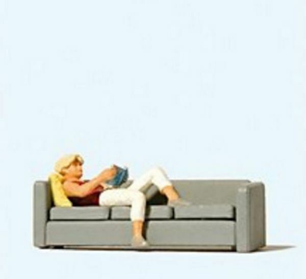 Preiser 28179 HO Scale Recreation & Sports Woman Reading on Sofa