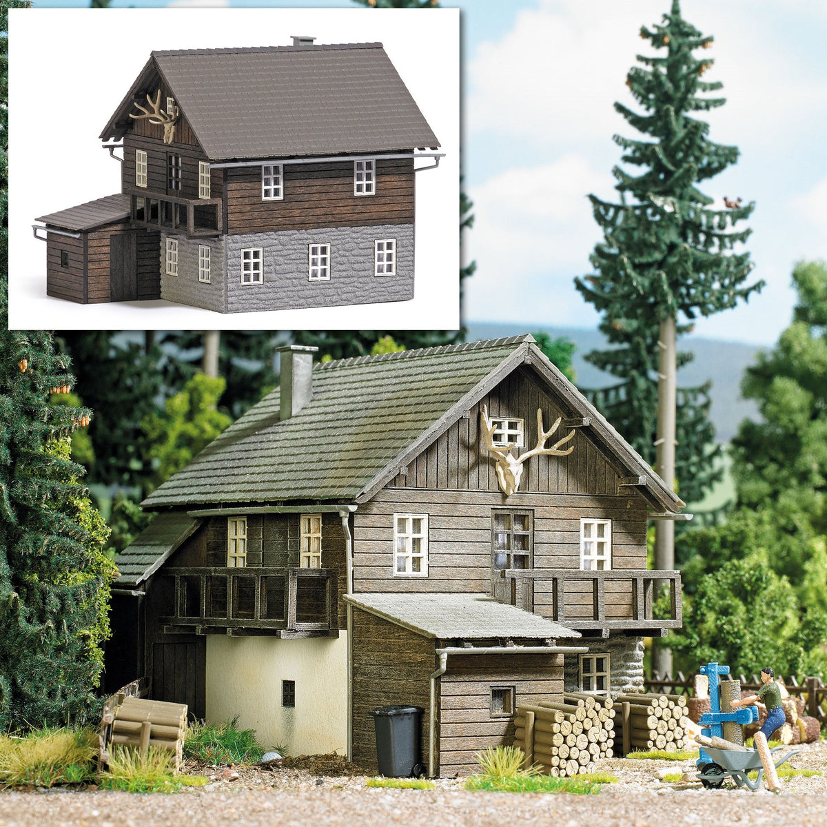 Busch 1675 HO Scale Forester's House Lodge Building Kit