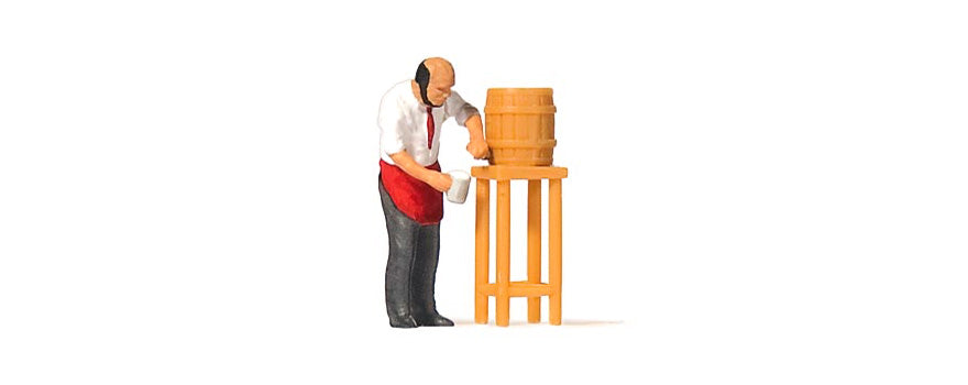 Preiser 28192 HO Scale Man Pouring Draft Beer Figure