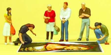 Preiser 10549 HO Scale Working People Street Artists & Onlookers