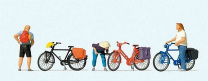 Preiser 10659 HO Scale Cyclists' Short Break w/Bikes pkg(3)