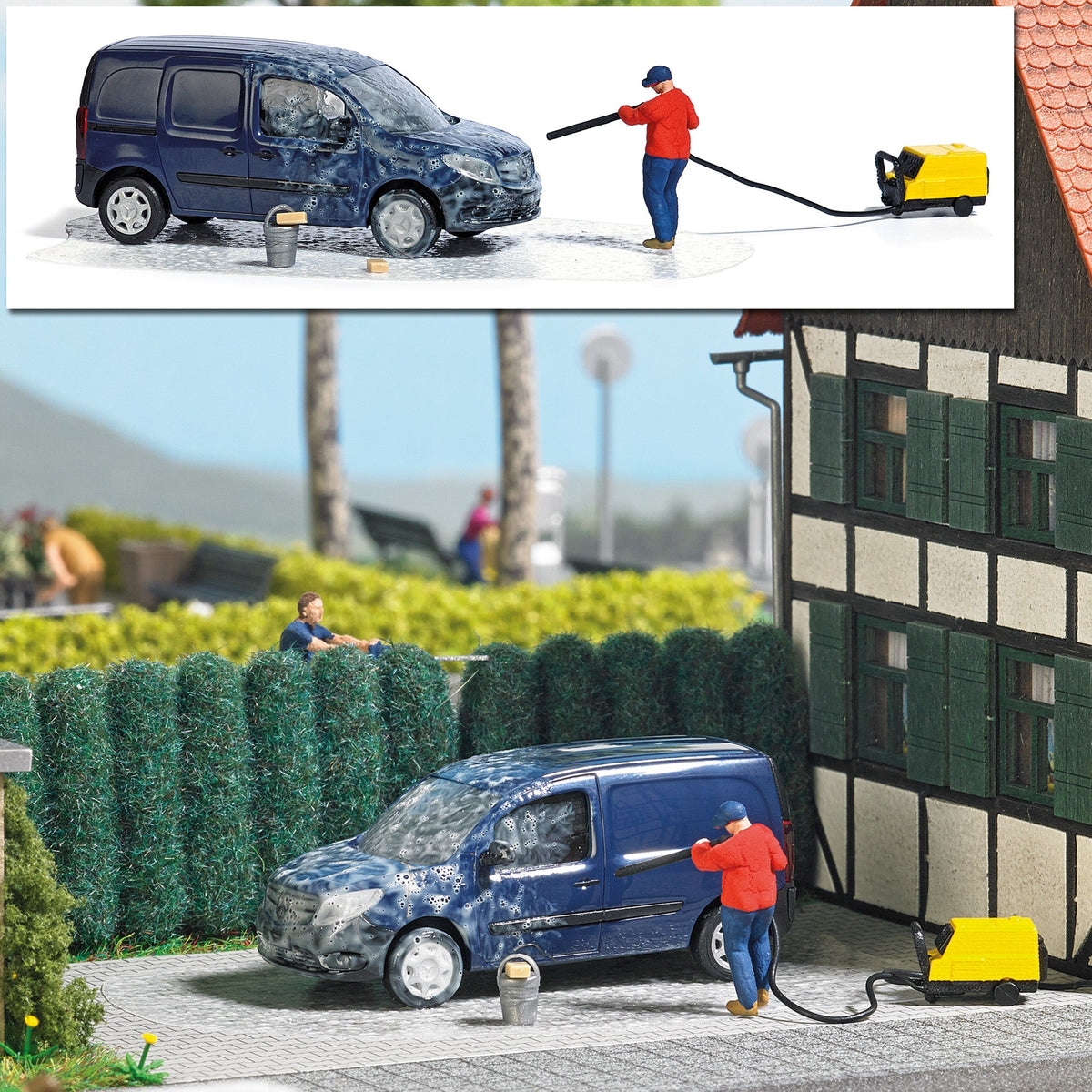 Busch 7825 HO Scale Pressure Washer Car Wash Action Set