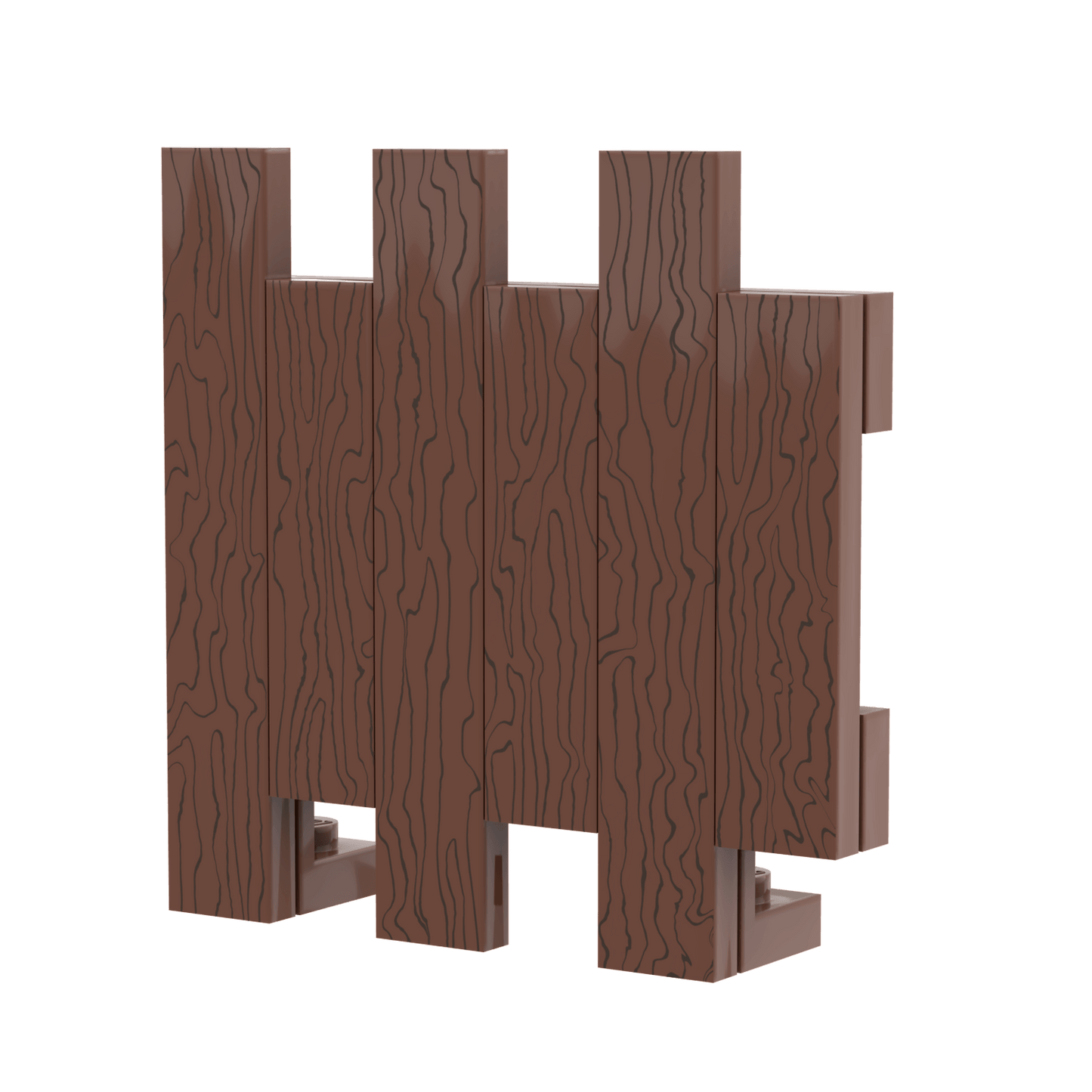 Wooden Fence (Reddish Brown) - Custom Printed - Made with LEGO® Parts