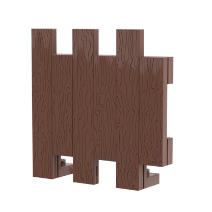 Wooden Fence (Reddish Brown) - Custom Printed - Made with LEGO® Parts