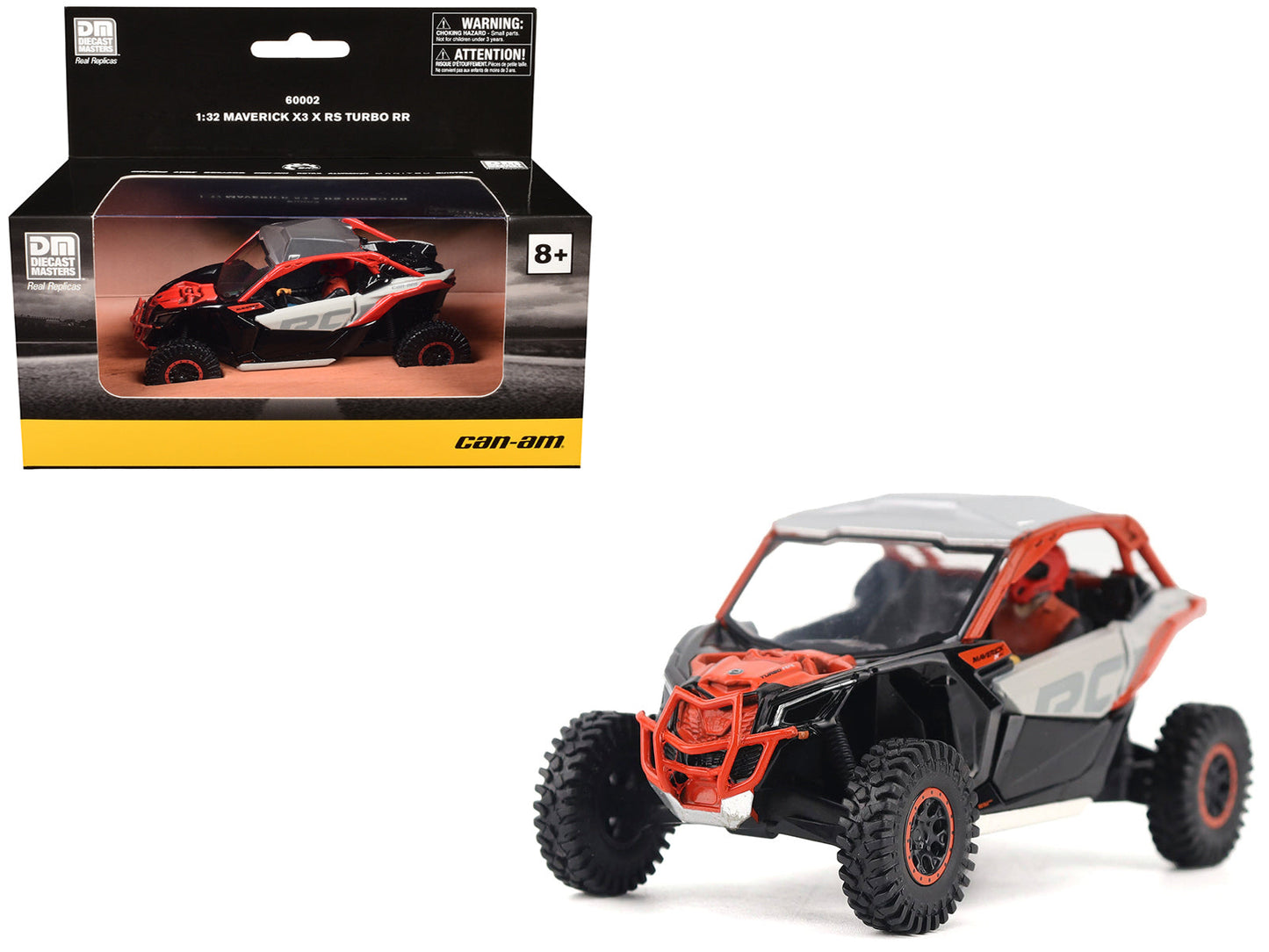 Can-Am Maverick X3 X RS Turbo RR Chalk Gray and Magma Red with Driver Figure 1/32 Diecast Model by BRP Models  free shipping USA