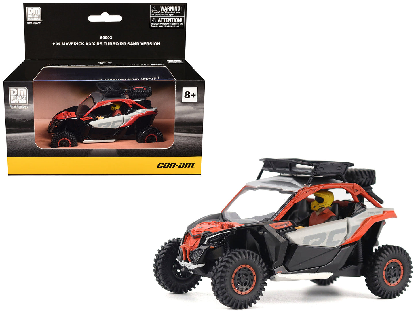 Can-Am Maverick X3 X RS Turbo RR Sand Version Chalk Gray and Magma Red with Driver Figure 1/32 Diecast Model by BRP Models  free shipping USA