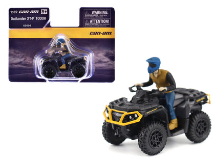 Can-Am Outlander XT-P 1000R ATV Iron Gray and Neo Yellow with Driver Figure 1/32 Diecast Model by BRP Models  free shipping USA