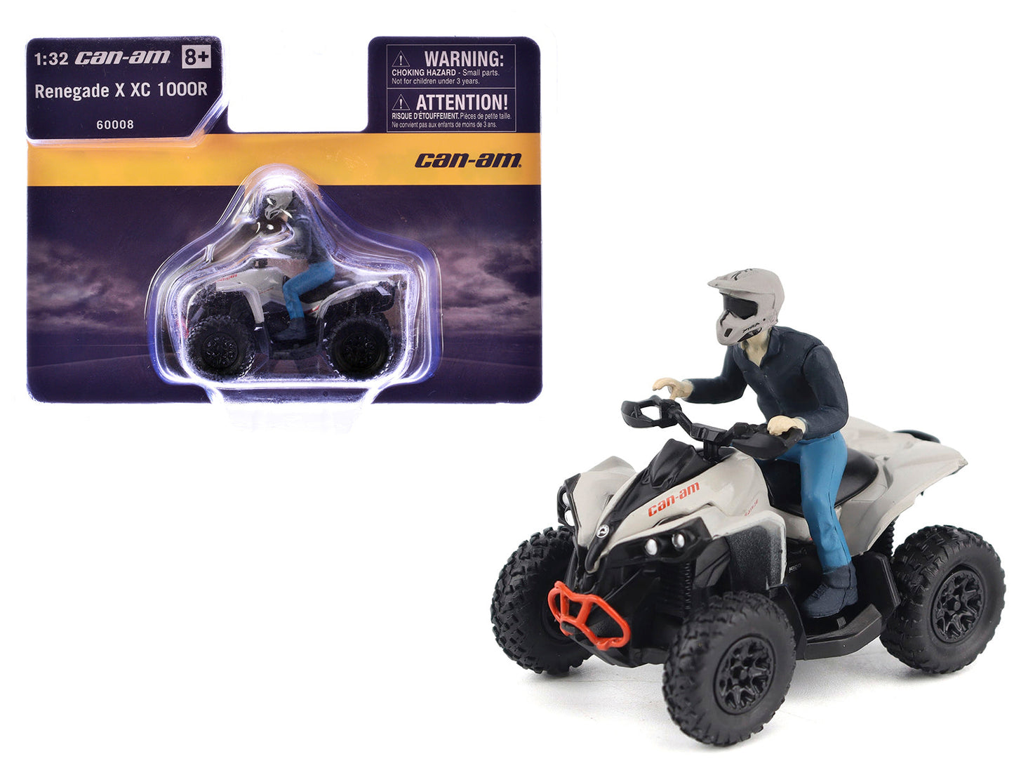 Can-Am Renegade X XC 1000R ATV Chalk Gray with Driver Figure 1/32 Diecast Model by BRP Models  free shipping USA