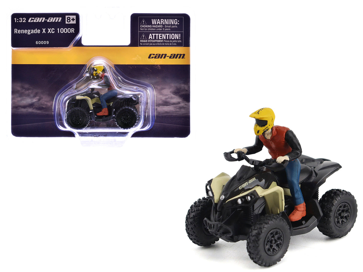 Can-Am Renegade X XC 1000R ATV Desert Tan with Driver Figure 1/32 Diecast Model by BRP Models  free shipping USA