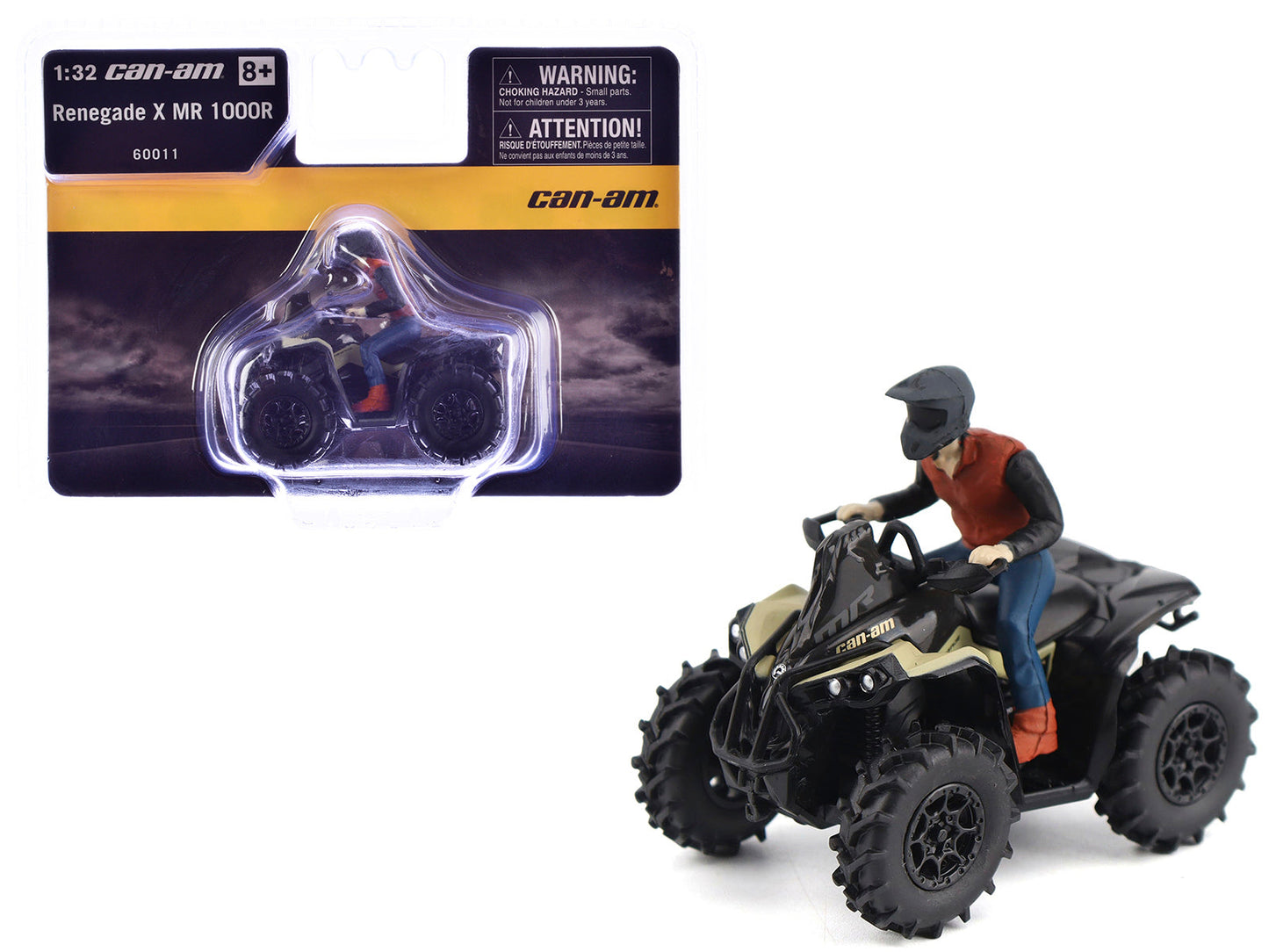 Can-Am Renegade X MR 1000R ATV Desert Tan with Driver Figure 1/32 Diecast Model by BRP Models  free shipping USA