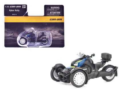 Can-Am Ryker Rally 3-Wheel Motorcycle Galactic Blue and Black 1/32 Diecast Model by BRP Models  free shipping USA
