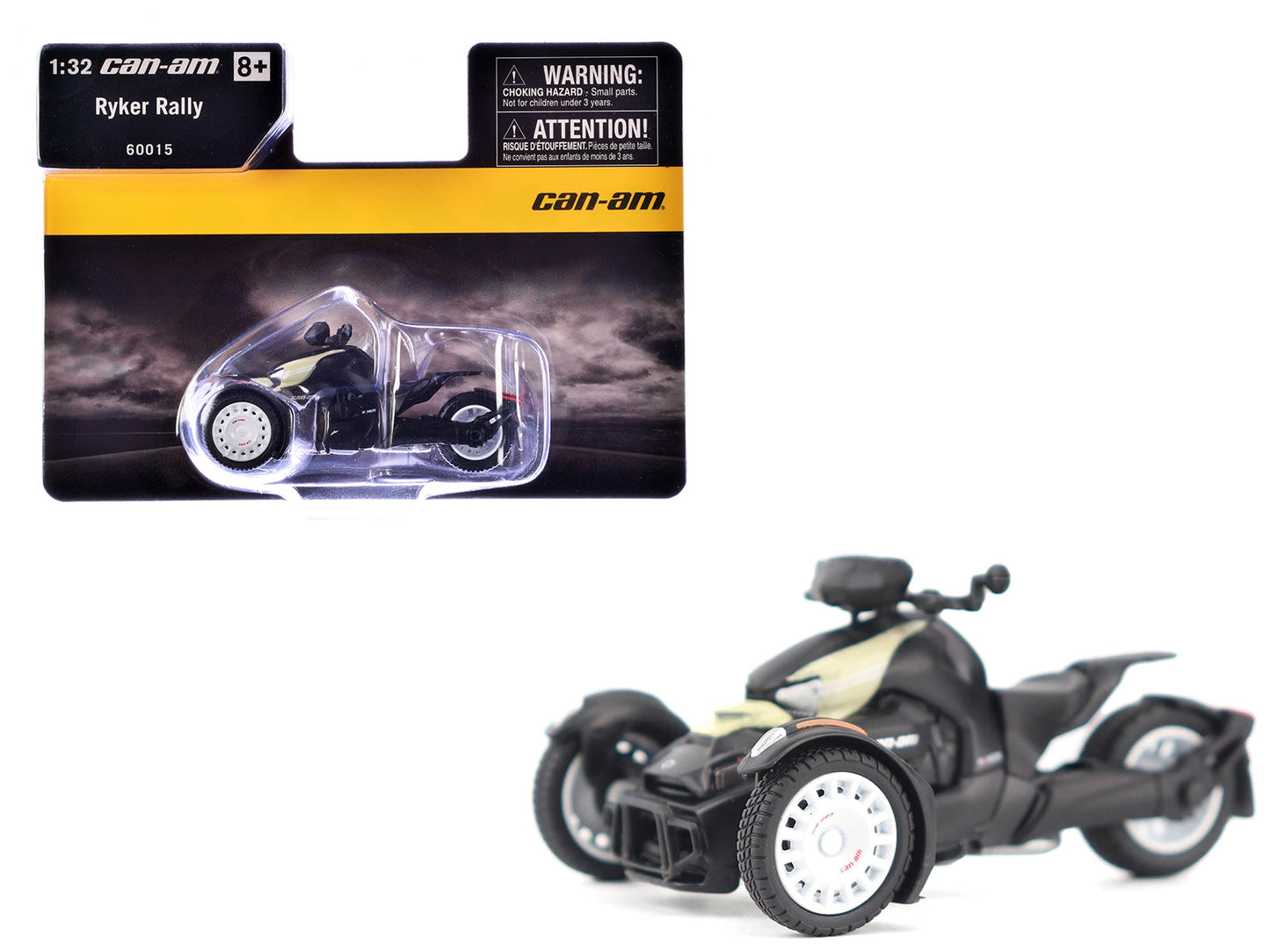 Can-Am Ryker Rally 3-Wheel Motorcycle Sand Storm and Black 1/32 Diecast Model by BRP Models  free shipping USA
