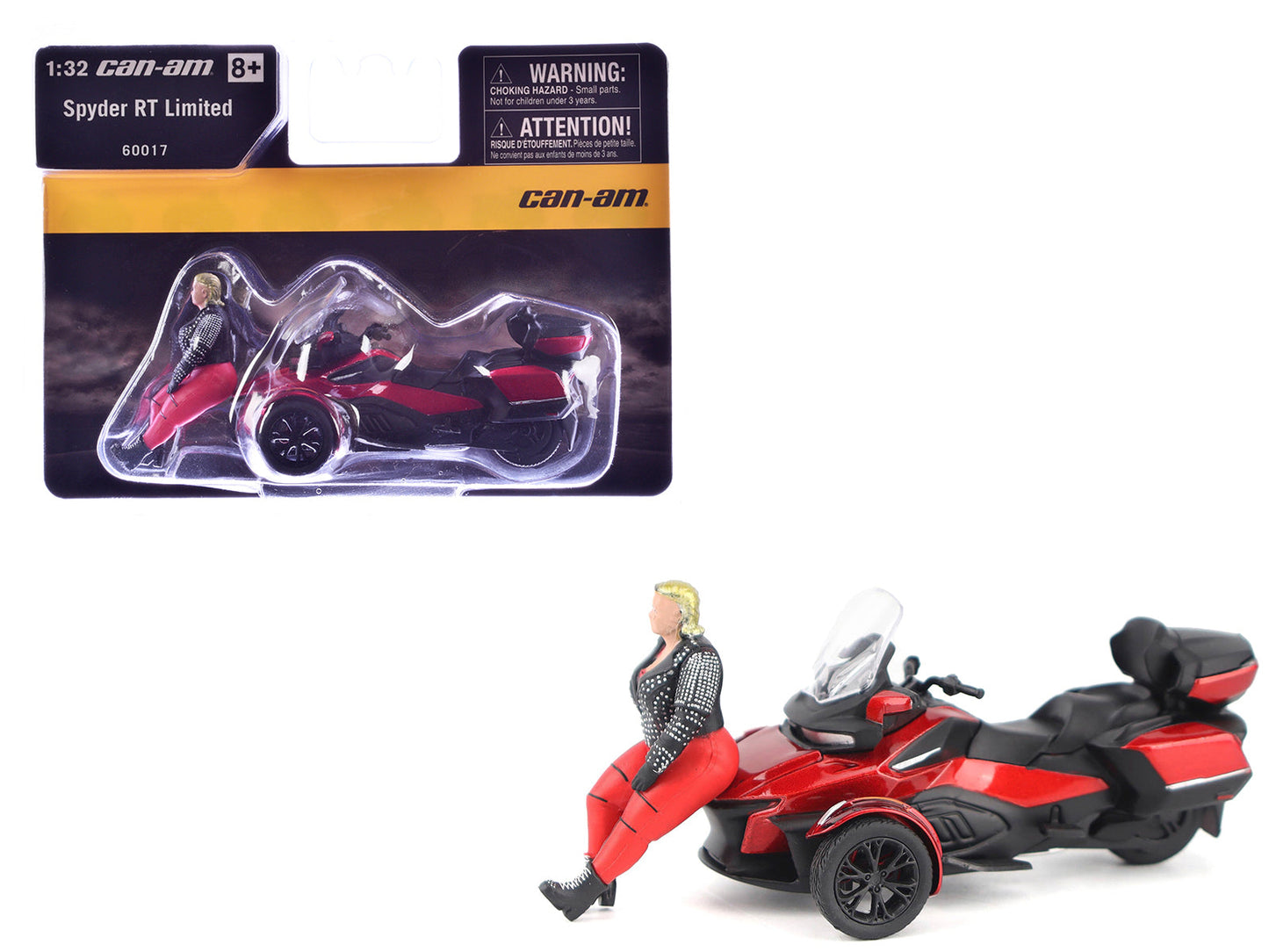 Can-Am Spyder RT Limited 3-Wheel Motorcycle Deep Marsala Red Metallic with Driver Figure 1/32 Diecast Model by BRP Models  free shipping USA