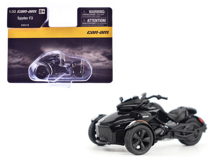 Can-Am Spyder F3 3-Wheel Motorcycle Steel Black Metallic 1/32 Diecast Model by BRP Models  free shipping USA