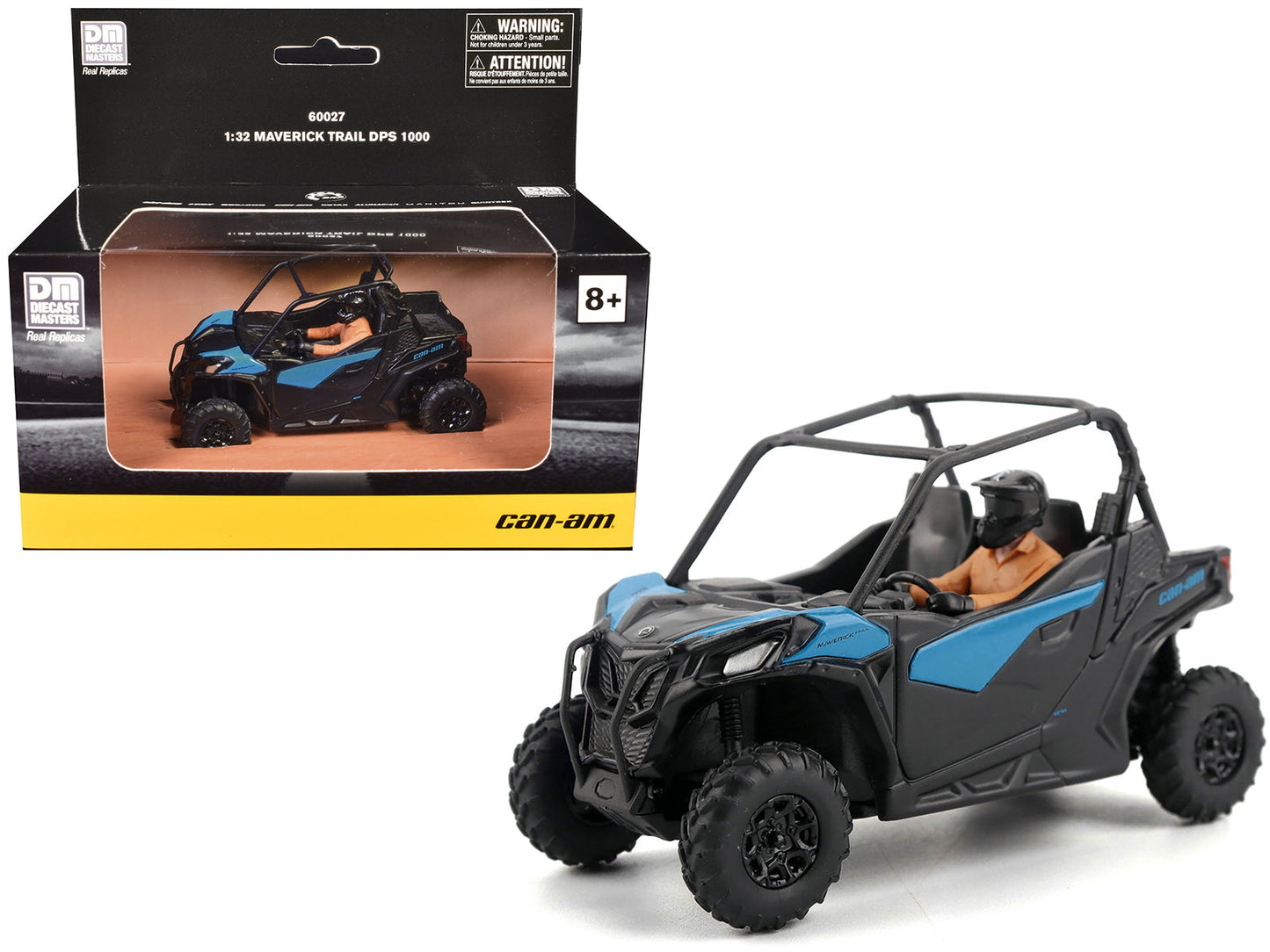 Can-Am Maverick Trail DPS 1000 Blue and Black with Driver Figure 1/32 Diecast Model by BRP Models  free shipping USA