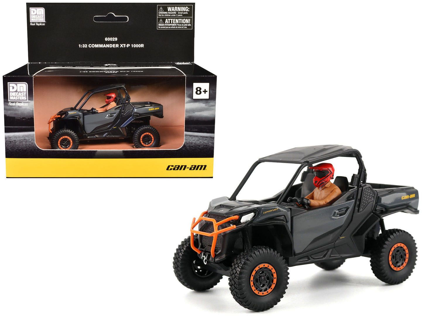 Can-Am Commander XT-P 1000R Gray and Orange with Driver Figure 1/32 Diecast Model by BRP Models  free shipping USA
