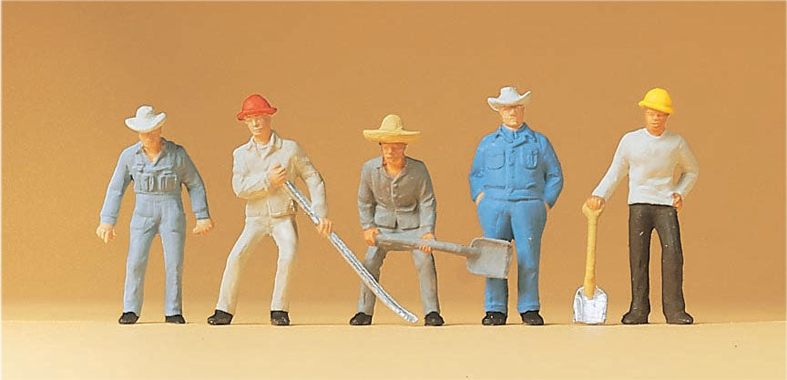 Preiser 14017 HO Scale Track Workers Figure Set, 6pk