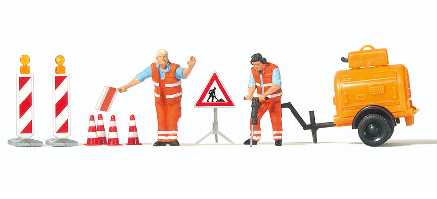 Preiser 10754 HO Scale Road Construction Workers Detail Set