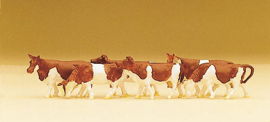 Preiser 79155 N Scale Brown Cows Animal Figure Set (6)