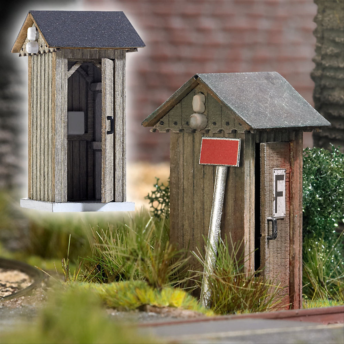 Busch 1428 HO Scale Wooden Trackside Telephone Booth Kit