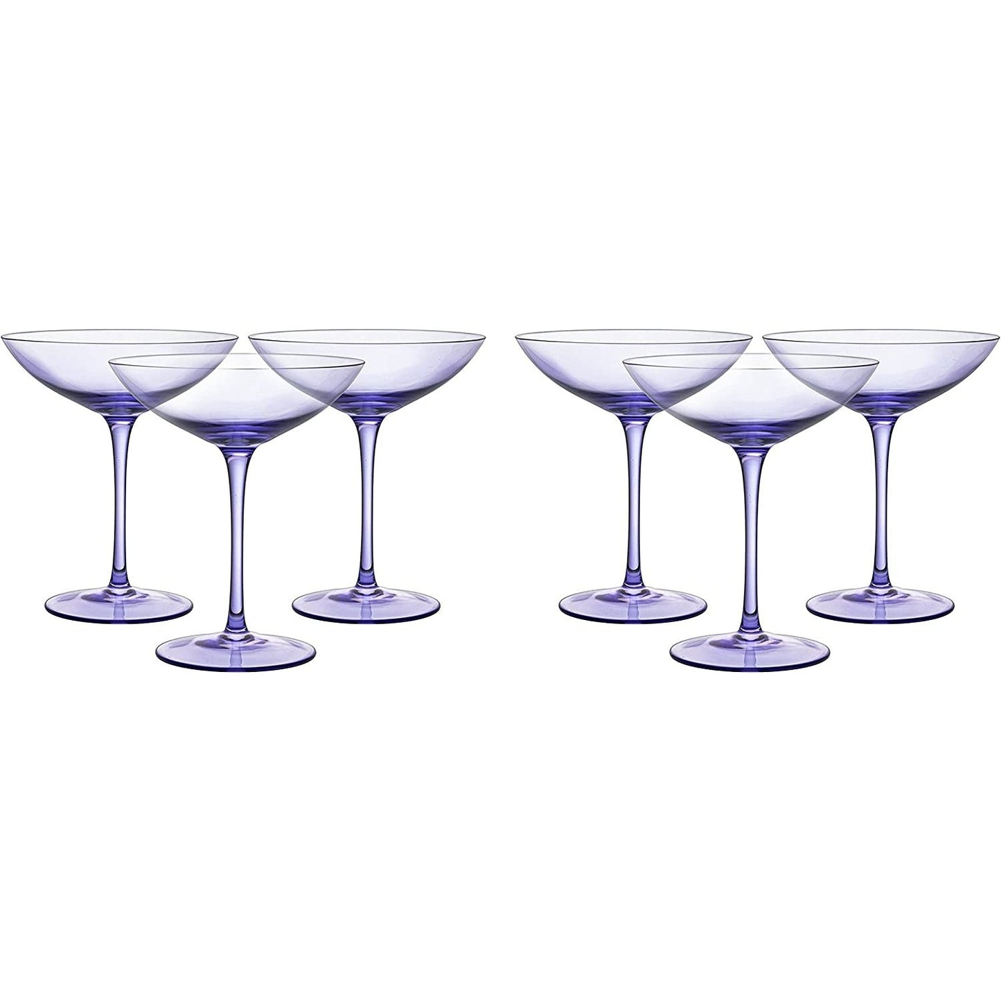 Lavender Champagne Coupes 12oz Set of 6 by The Wine Savant - Colored Champagne Glasses, Prosecco, Mimosa Glasses Set, Cocktail Glass Set, Bar Glassware Bachelorette Anniversary Gifts by The Wine Savant