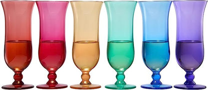 Unbreakable Color Hurricane Glasses | Set of 6 | 100% Tritan Drinkware, 14 oz Acrylic Dishwasher Safe Shatterproof BPA-free plastic, Reusable Pina Colada, Cocktail Margarita Tropical Party Drinkware by The Wine Savant