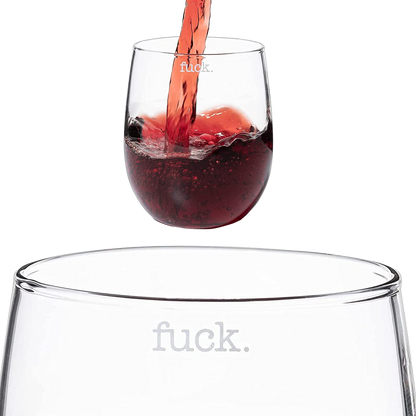 F*CK Wine Glass Single Set, Large 11 oz Glasses, Fuck Fucking Glass Unique Italian Style Tall Stemless for White & Red Wine, Water, Novelty Tumbler, Gifts, Comedy Beautiful Glassware (Stemless) by The Wine Savant