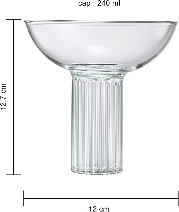 Ribbed Coupe Glassware, Martini, Margarita, Champagne, Cocktails - 8 oz Glasses | Set of 2 | Vintage Smooth Top Ripple Base - Gifts for Wife, Her, Him, Gift, Spring & Summer Beautiful Coupes Glasses by The Wine Savant