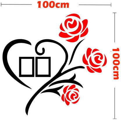 Family Picture Frames Collage Love 3D Stickers Wall Decor Decal with Two 4x6 Size Photo Frames for Bed Living Room Home Decorations by Js House
