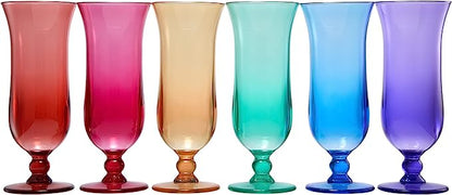 Unbreakable Color Hurricane Glasses | Set of 6 | 100% Tritan Drinkware, 14 oz Acrylic Dishwasher Safe Shatterproof BPA-free plastic, Reusable Pina Colada, Cocktail Margarita Tropical Party Drinkware by The Wine Savant