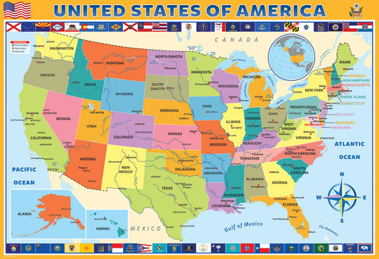 Puzzle: Educational Charts for Kids - Map of the US