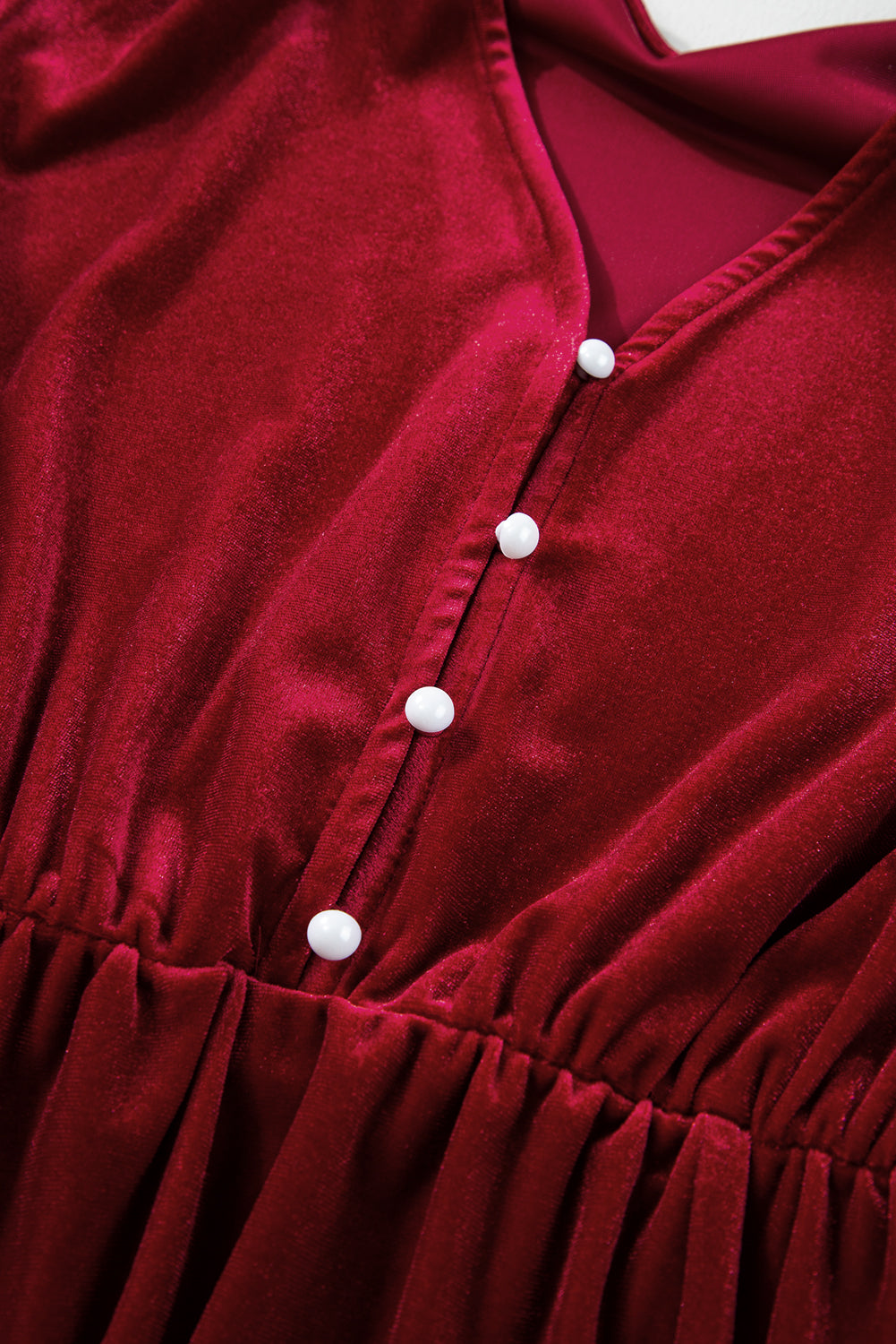 Olivia Velvet Buttoned Puff Sleeve V Neck Split Midi Dress by Poppy Lee Lane